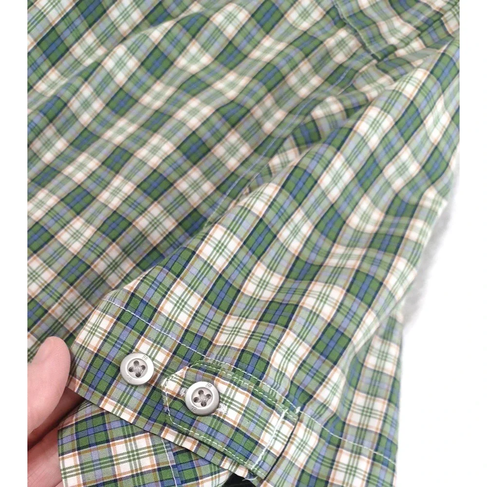 Banana Republic Mens Green Plaid Button SS Shirt Sz XL Chest 50